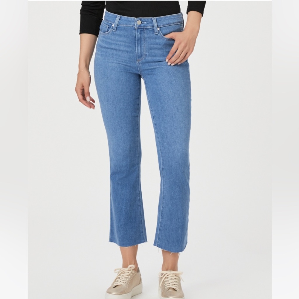 PAIGE Colette Raw Hem High Waist Crop Flare Jeans
